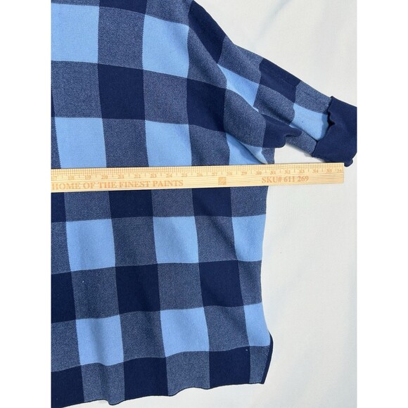Alfani Women's Sweater 2X 3/4 Sleeve Pullover Turtle Neck Blue Check - Picture 6 of 8